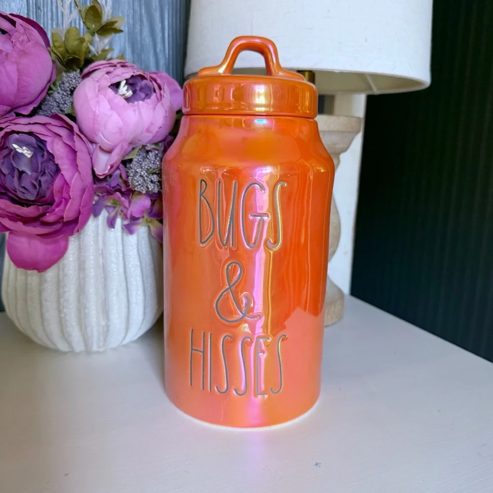 Rae Dunn Bugs & Hisses Iridescent Orange Canister Halloween Spooky Goth New